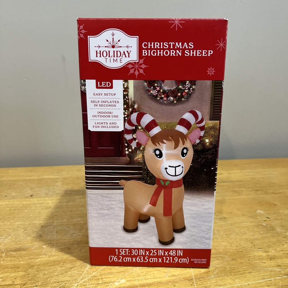 Holiday Time Bighorn Sheep 4ft Christmas Airblown Yard Inflatable Decoration
